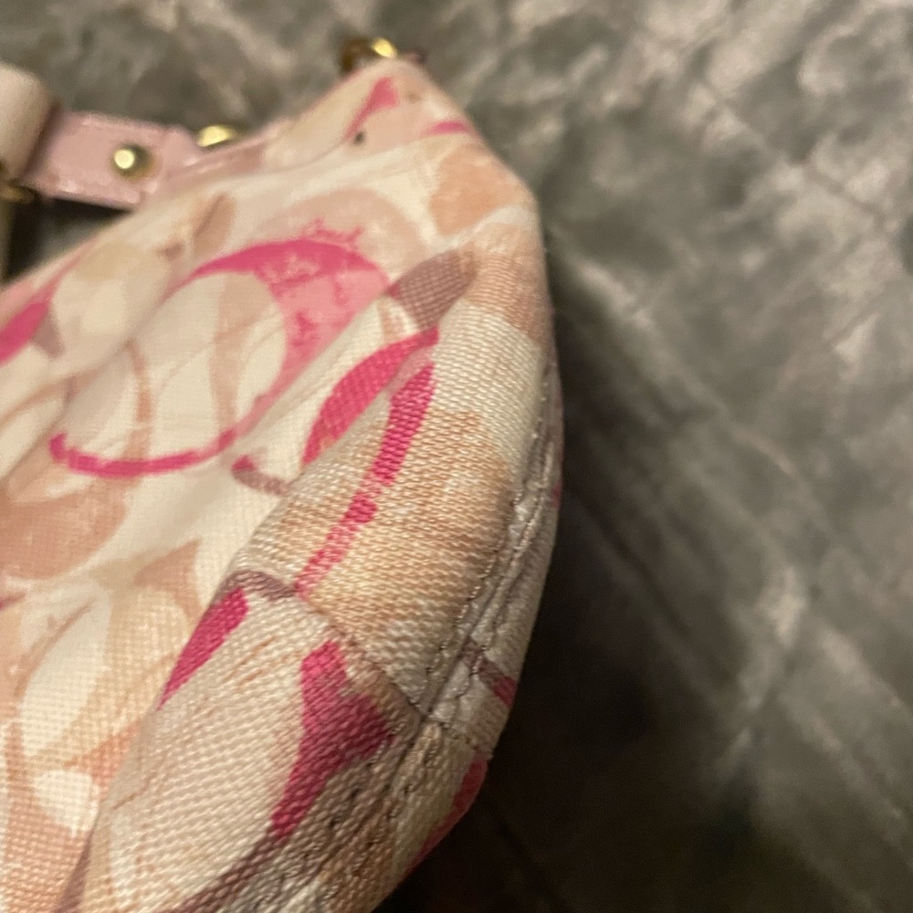 Coach Pink and Tan Canvas Crossbody with Gold-Tone Clasp - Picture 5 of 13